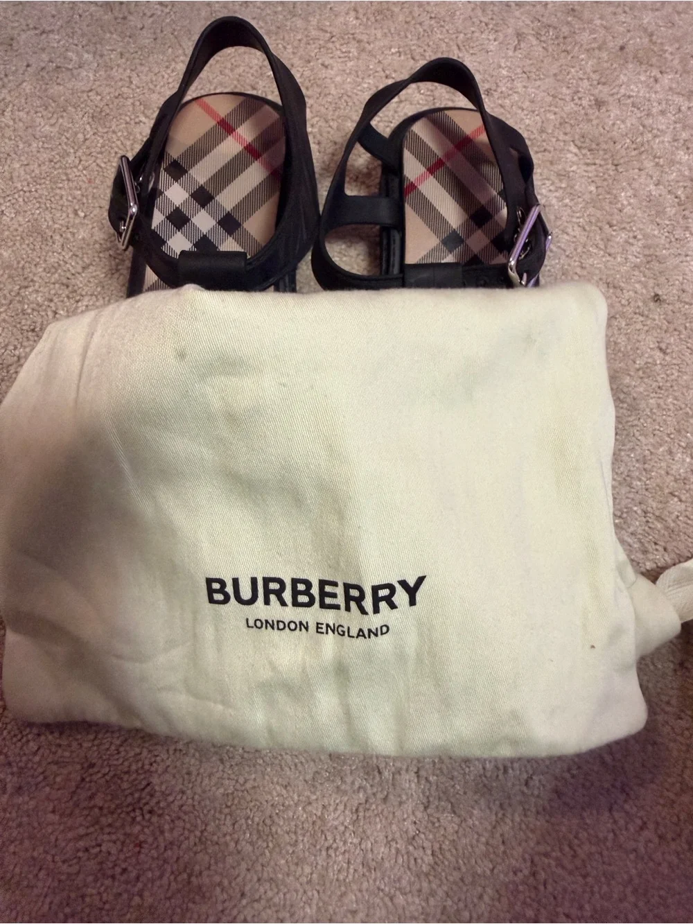 Burberry Black Kids Sandals with Signature Check Insole